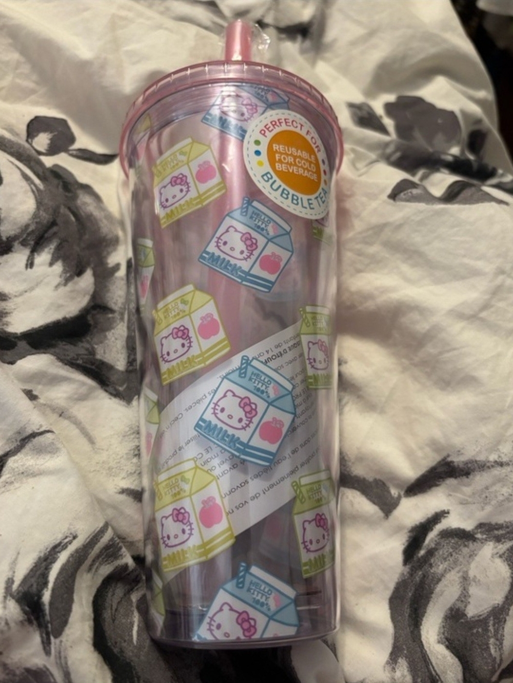 Hello Kitty Pink/Clear Tumbler with Straw